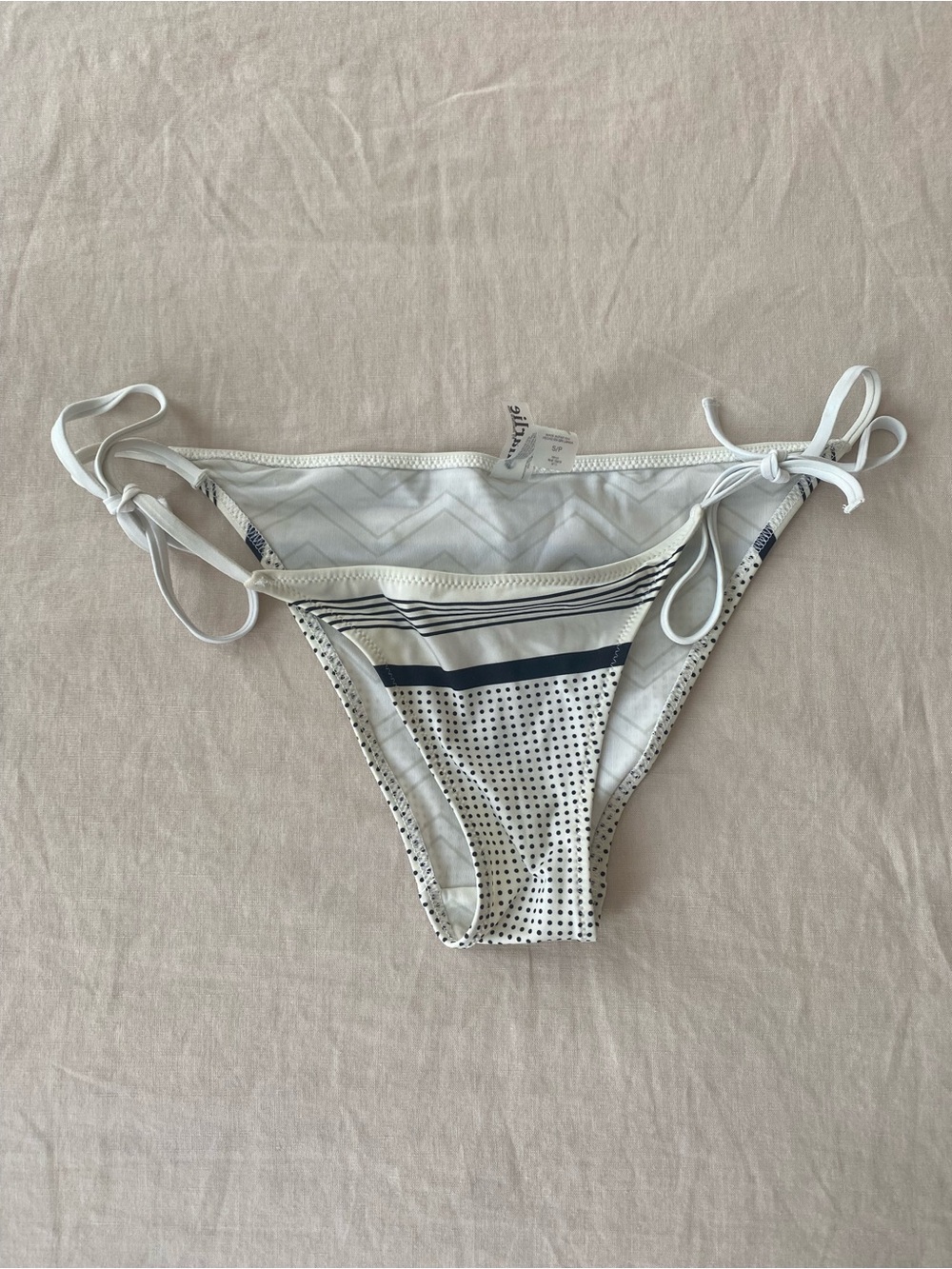 Black and White String Bikini Bottom Size Small Charlie by MZ Y2K